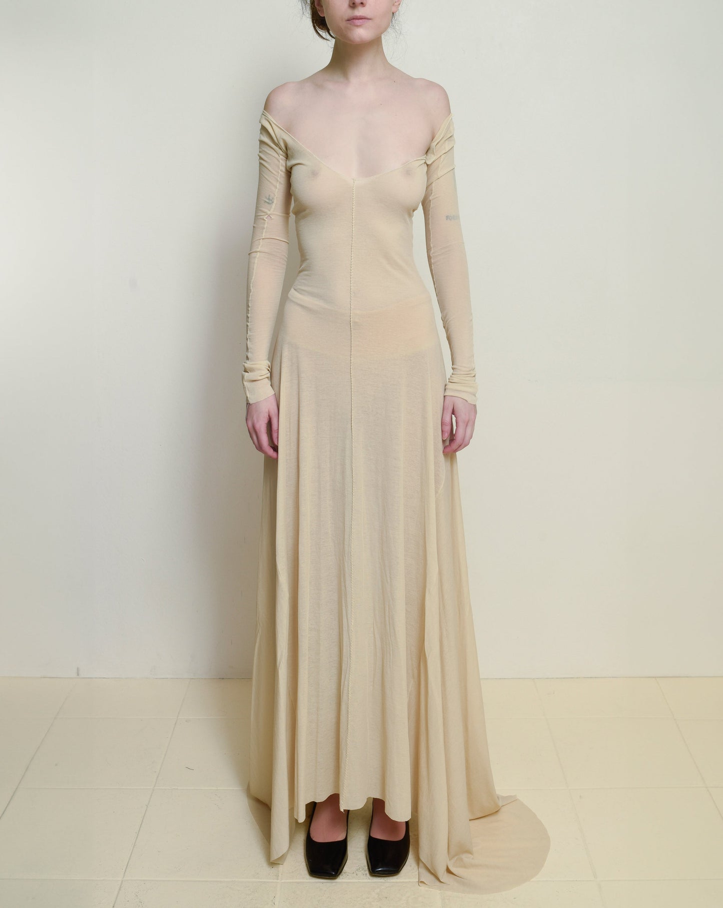 Cream Jersey Bias Gown