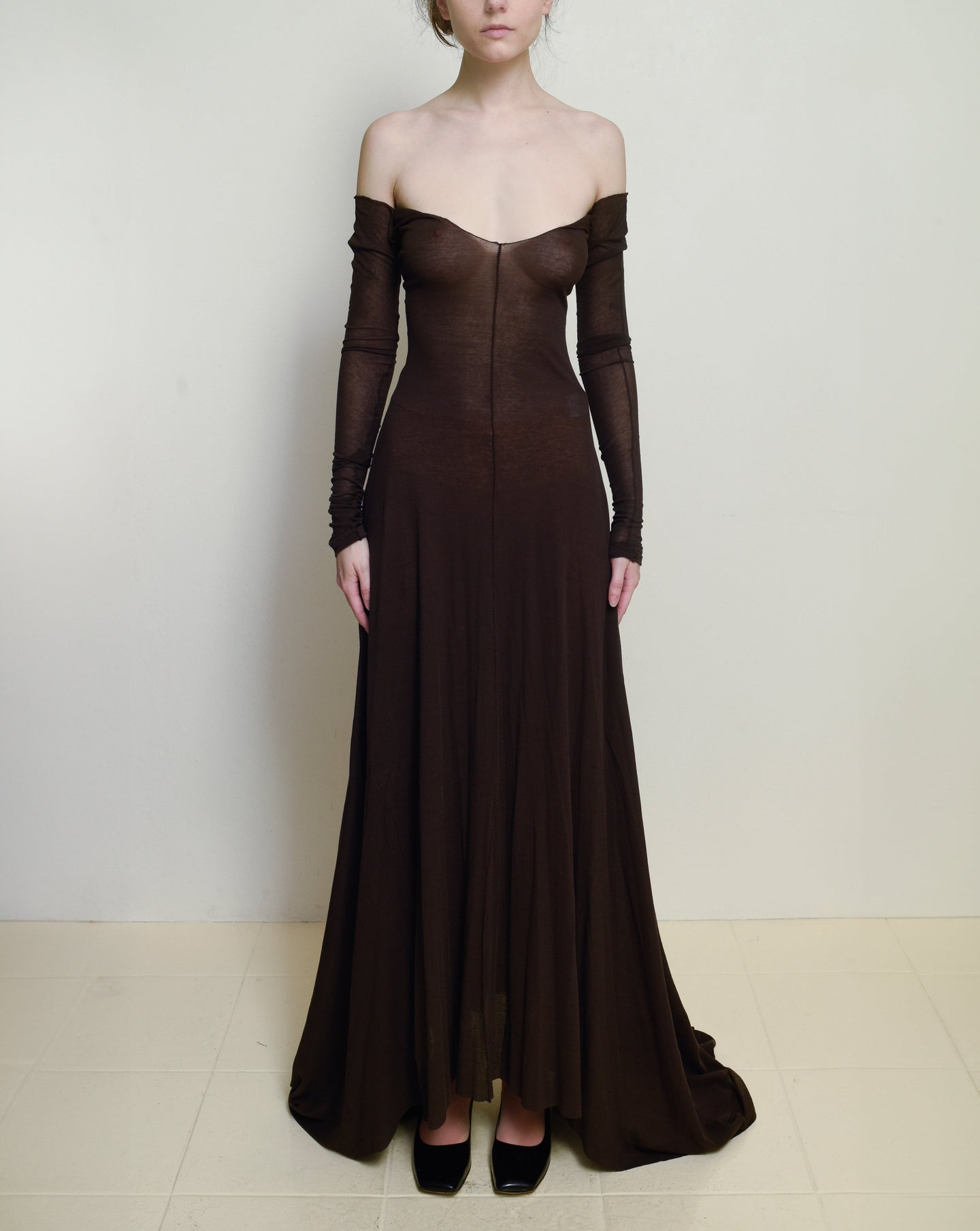 Dark Brown Jersey Bias Gown