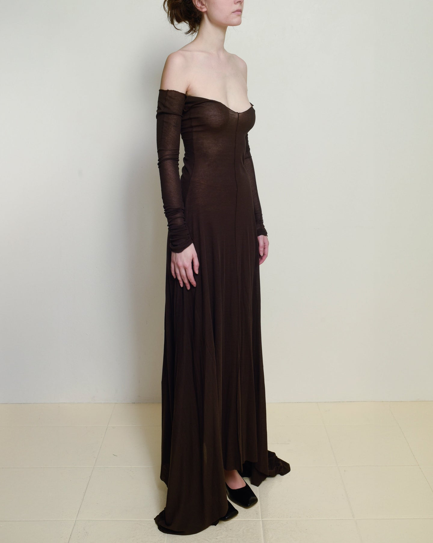 Dark Brown Jersey Bias Gown