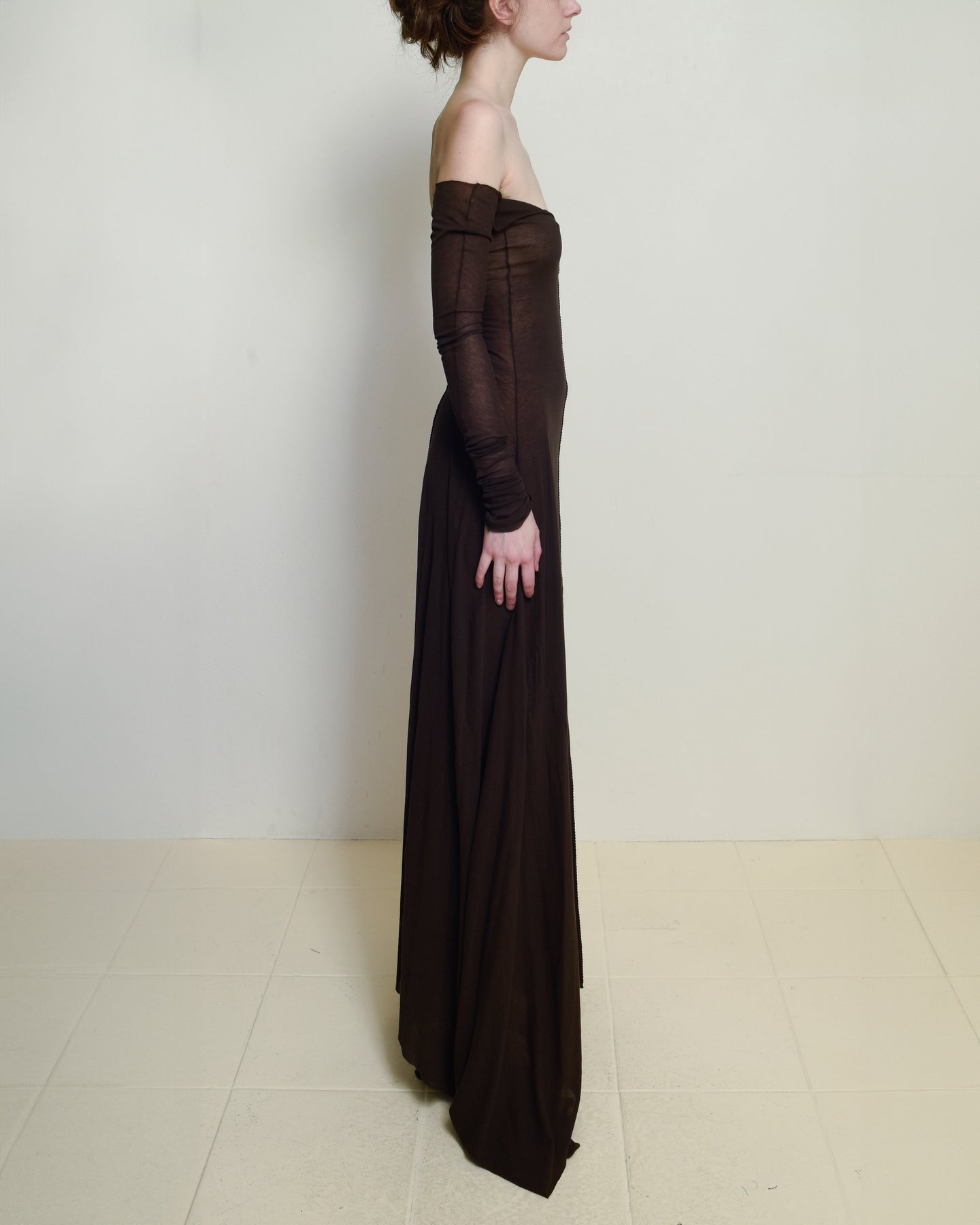 Dark Brown Jersey Bias Gown