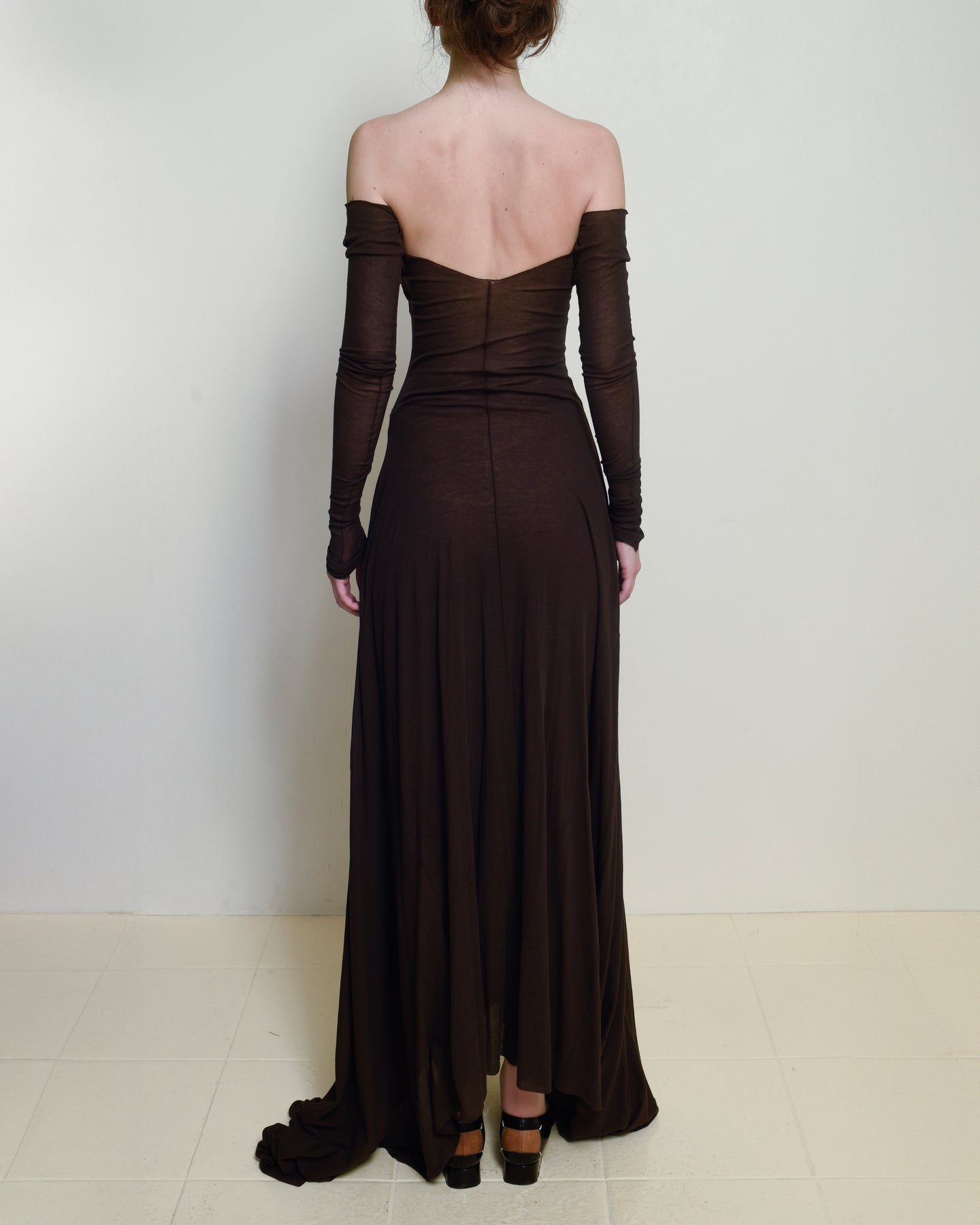 Dark Brown Jersey Bias Gown