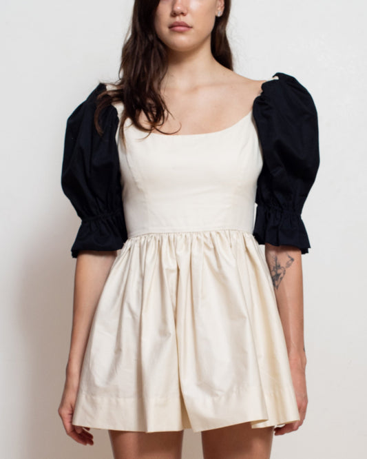 Zepherina Party Dress in Black and White Cotton