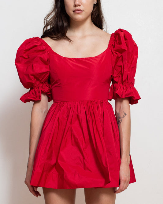 Zepherina Party Dress in Red Silk