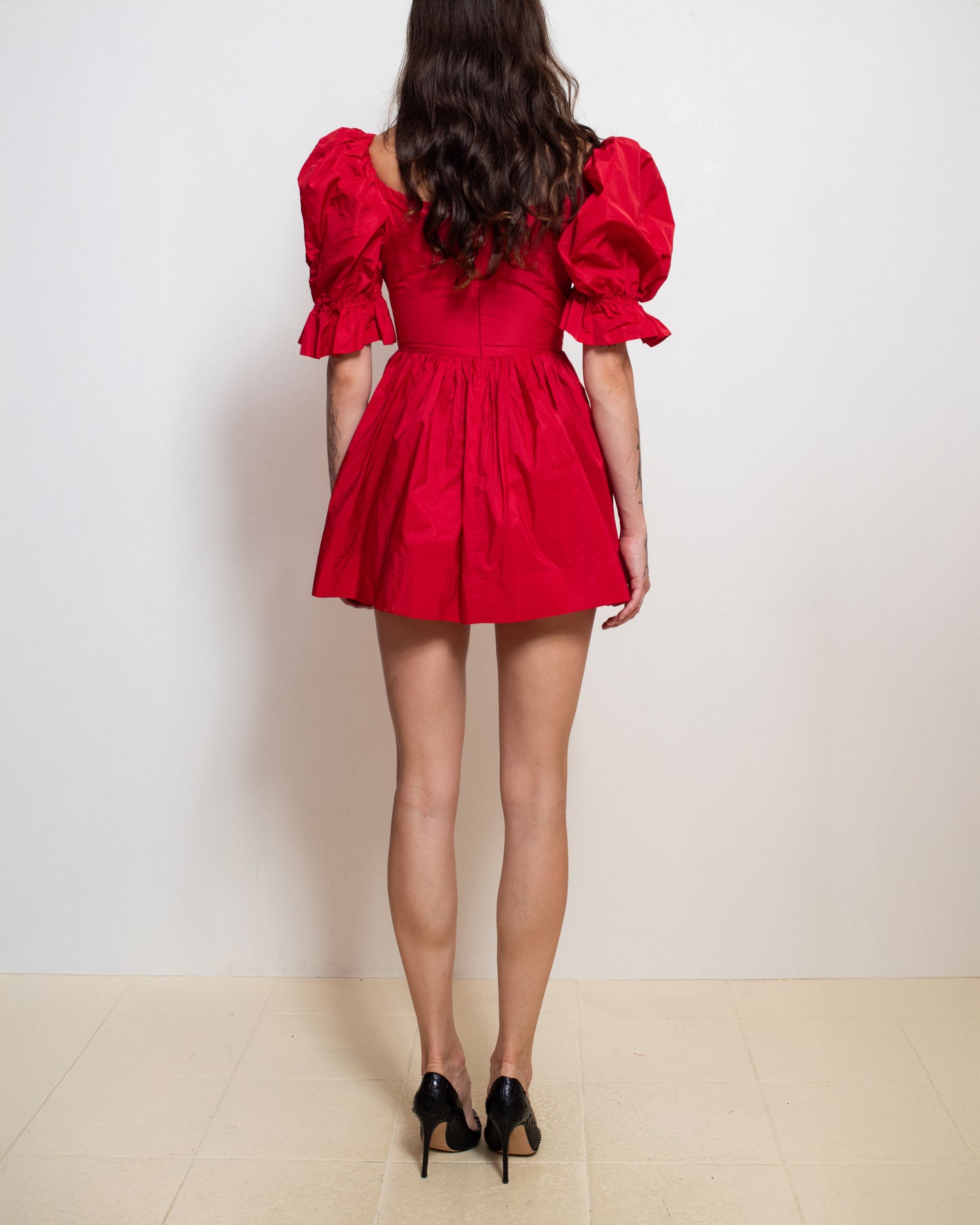 Zepherina Party Dress in Red Silk