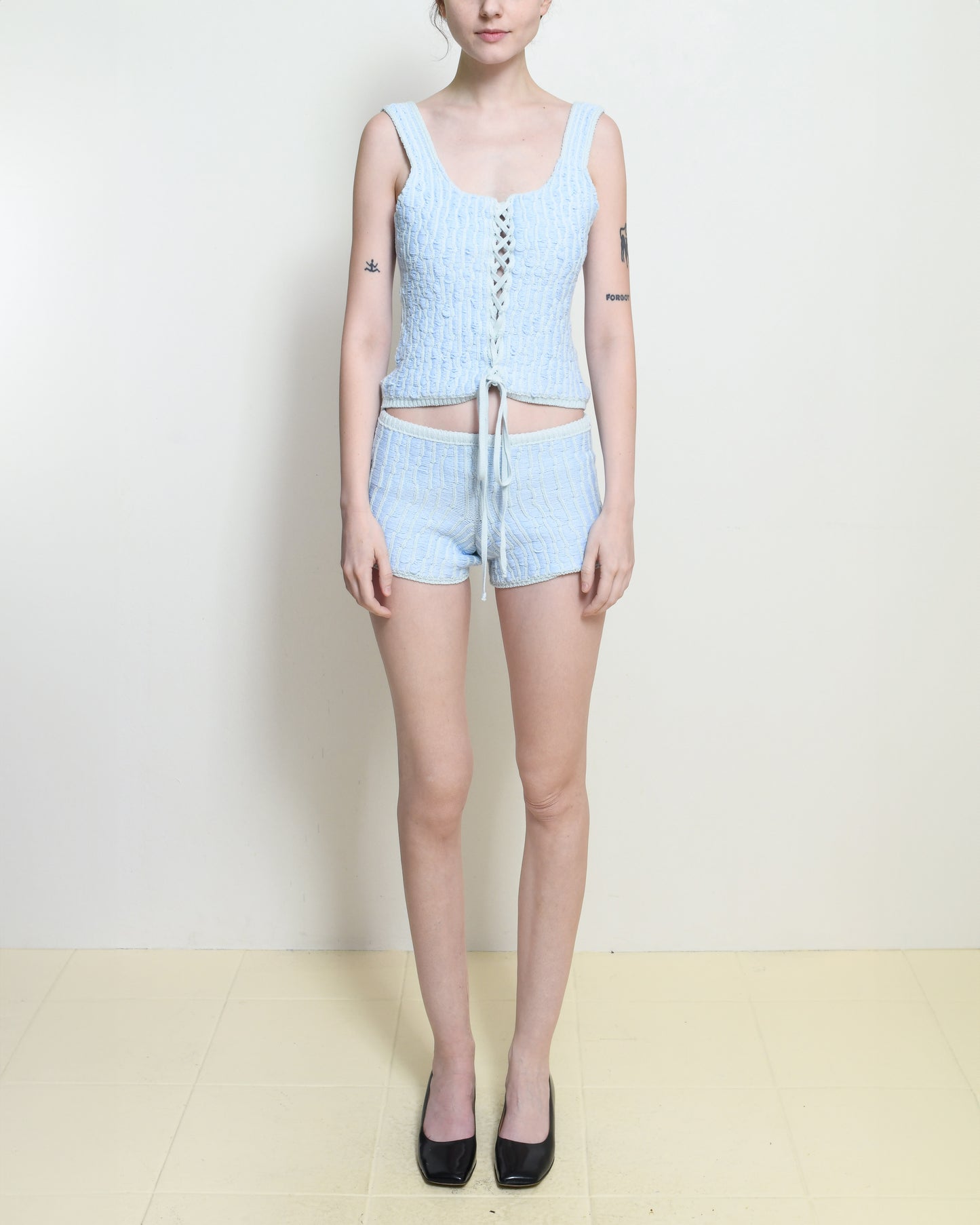 Glacier Blue Knitted Blouse Corset