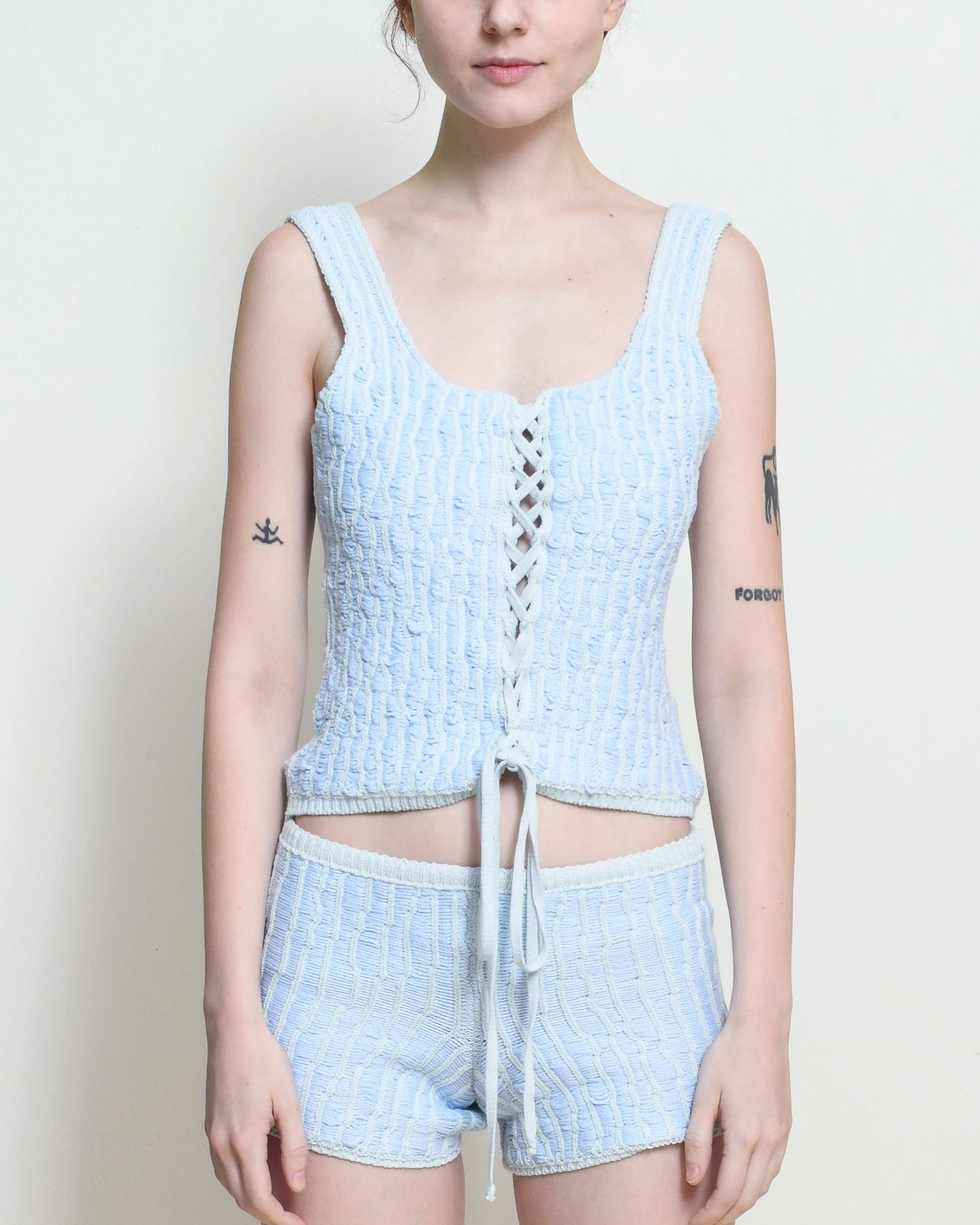 Glacier Blue Knitted Blouse Corset