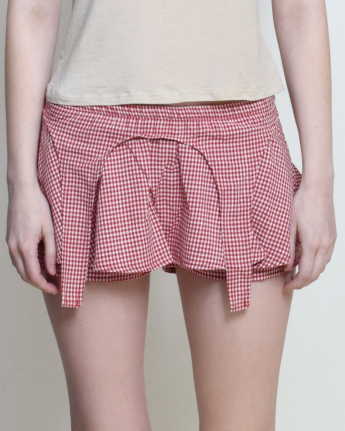 Red Gingham Garter Skort