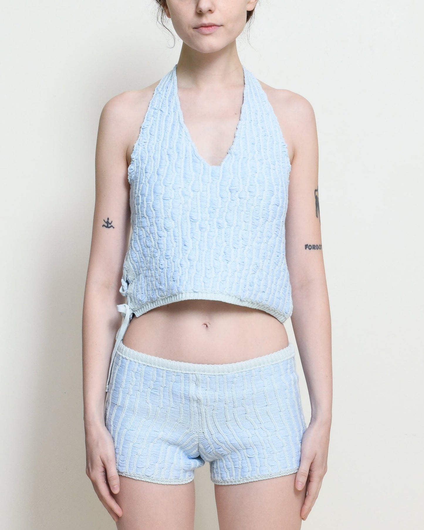 Glacier Blue Knitted Halter Top