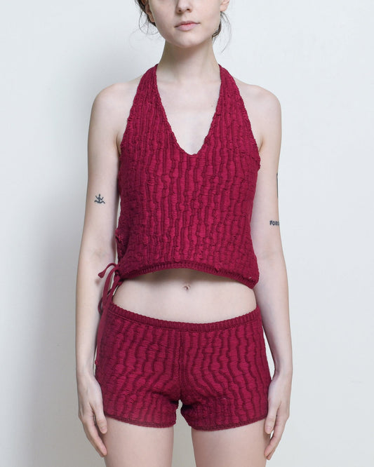 Raspberry Knitted Halter Top