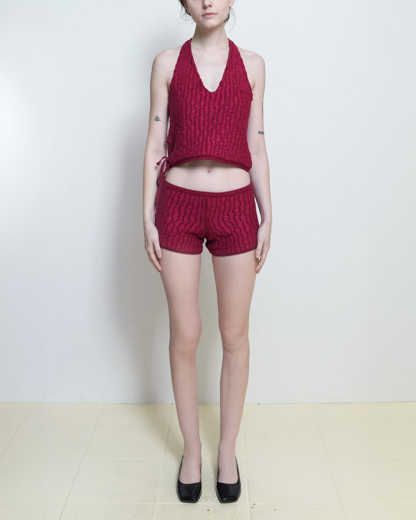 Raspberry Knitted Hot Short