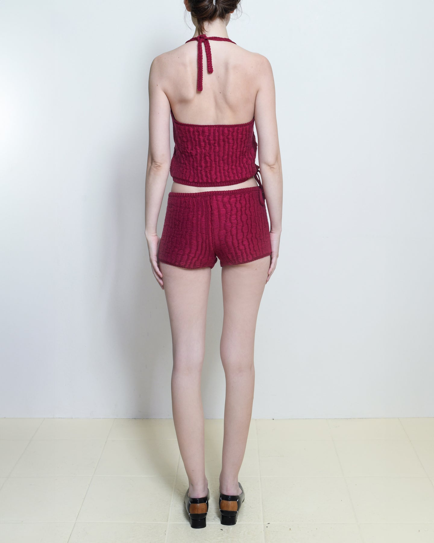 Raspberry Knitted Hot Short