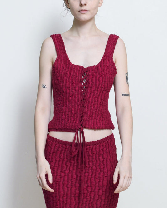 Raspberry Knitted Blouse Corset