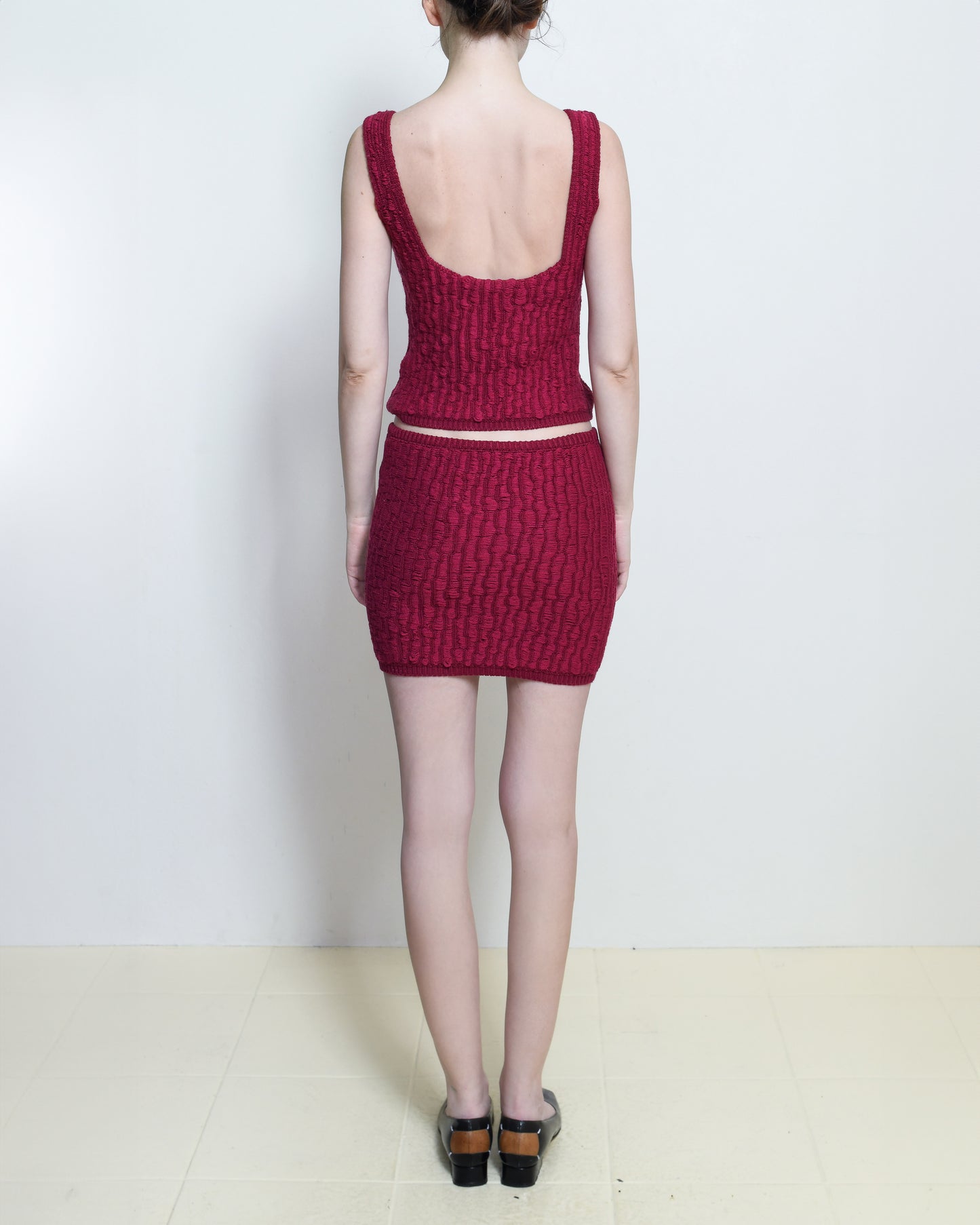 Raspberry Knitted Tube Skirt