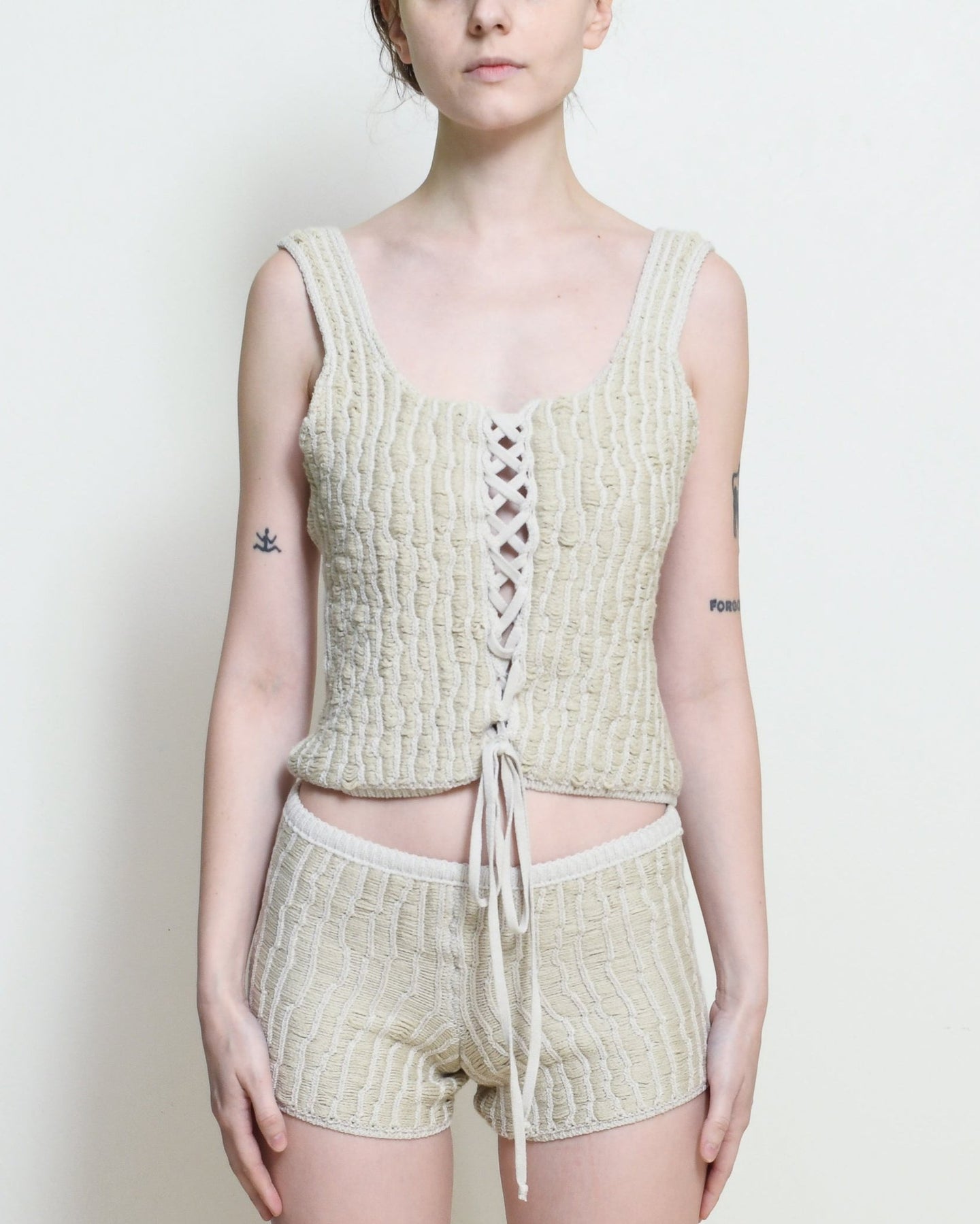 Grey Knitted Blouse Corset