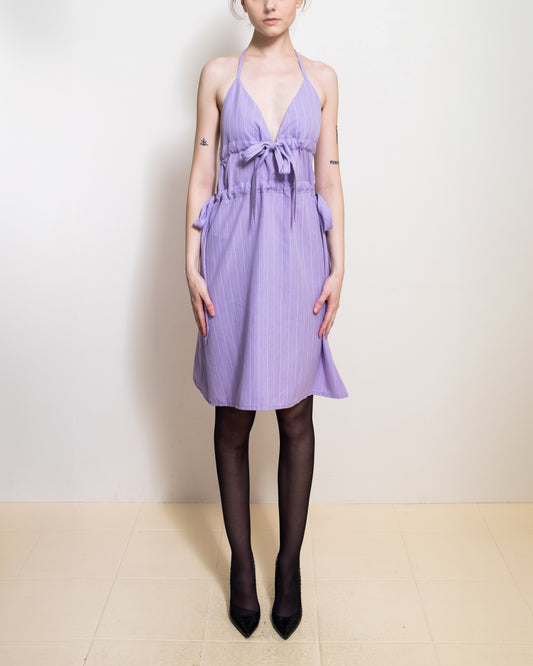 All Tied Up Purple Picnic Halter Dress