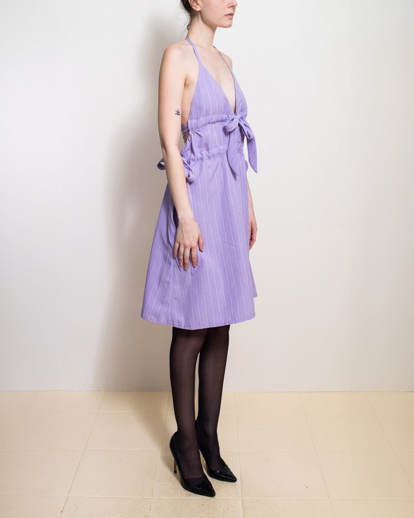 All Tied Up Purple Picnic Halter Dress