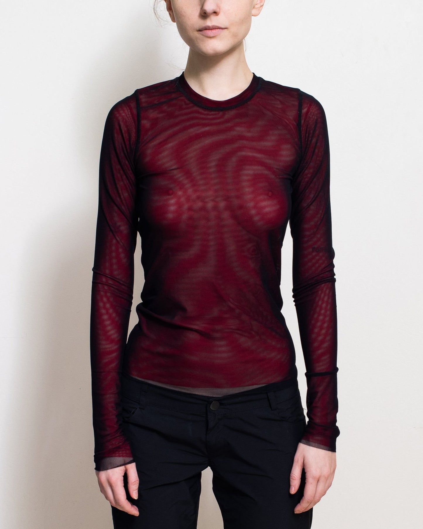 Black/Red Longsleeve Mesh Top