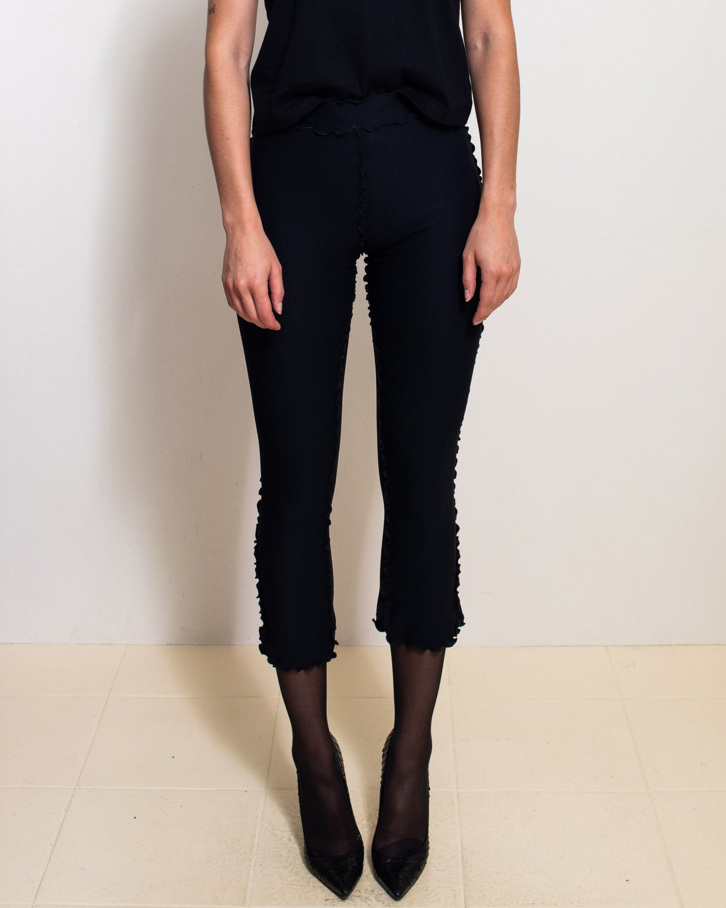 Black Knit Capri Pants