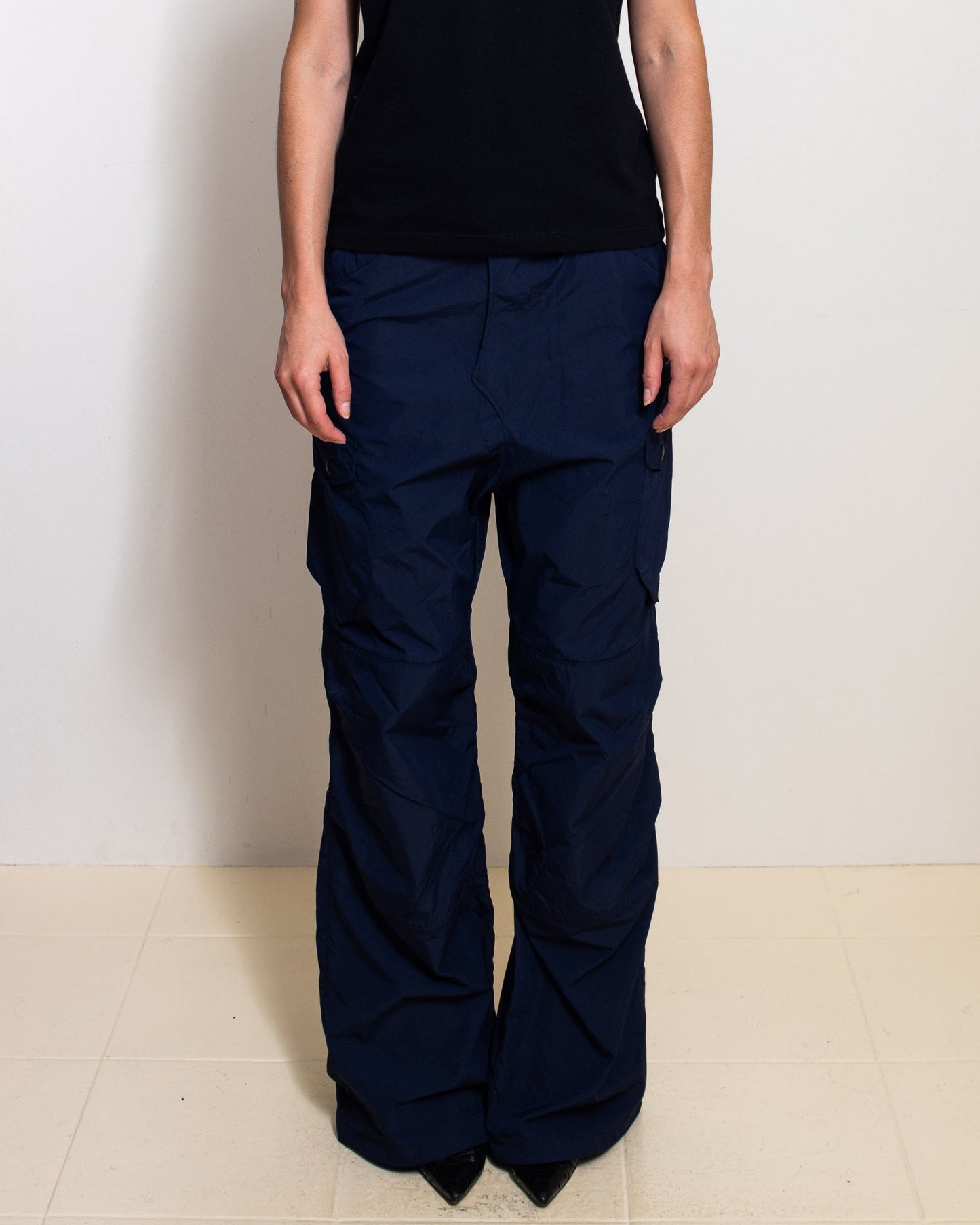 Navy Nylon Pants