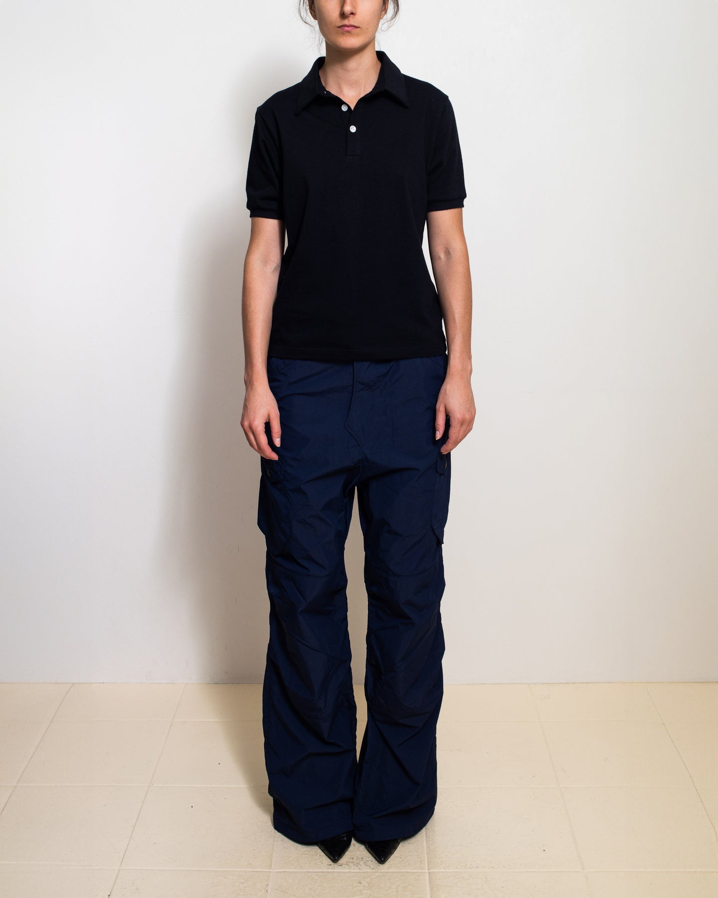 Navy Nylon Pants