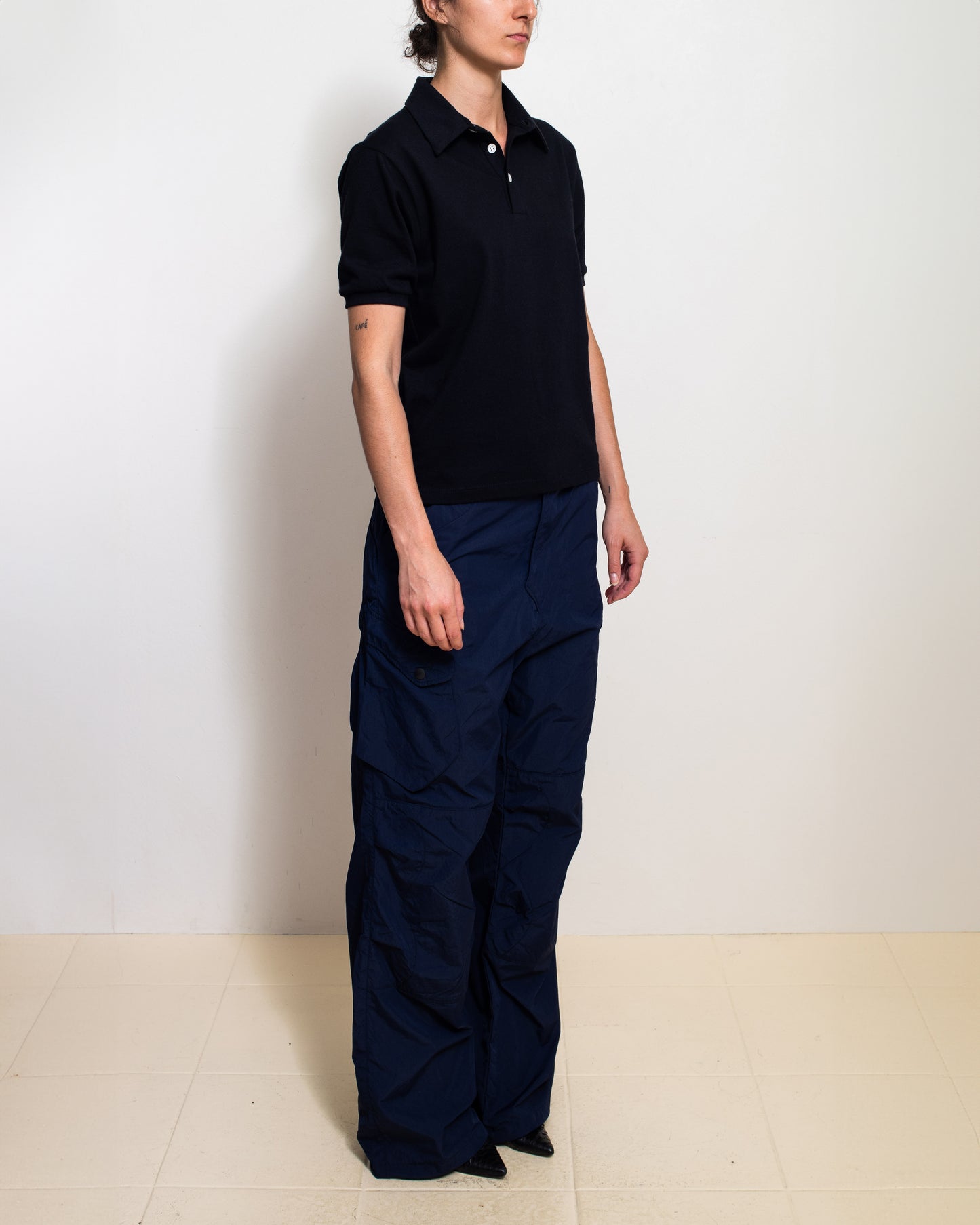 Navy Nylon Pants