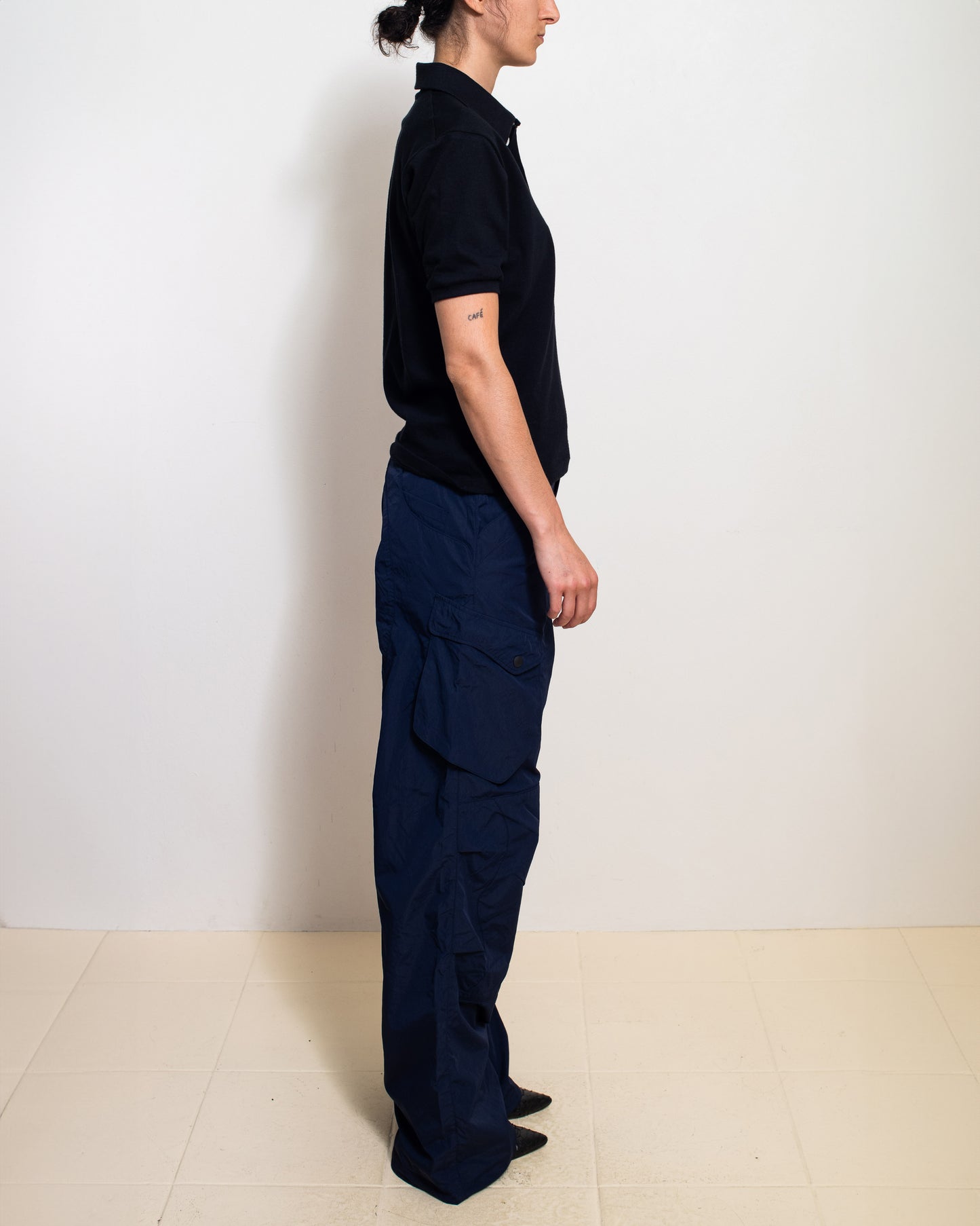 Navy Nylon Pants