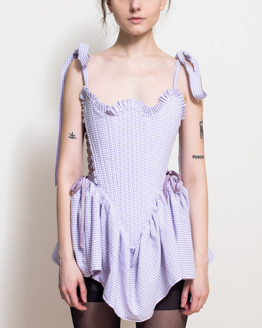 Lilac Gingham Mini Mia Dress