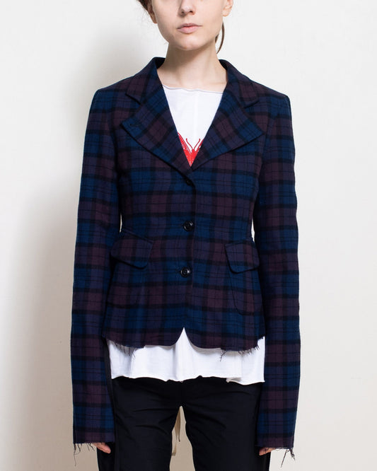 Checked Brushed Cotton Blazer