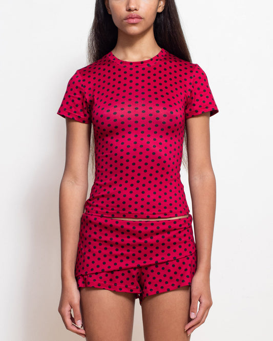 Red Polka Dot Thalia Baby Tee