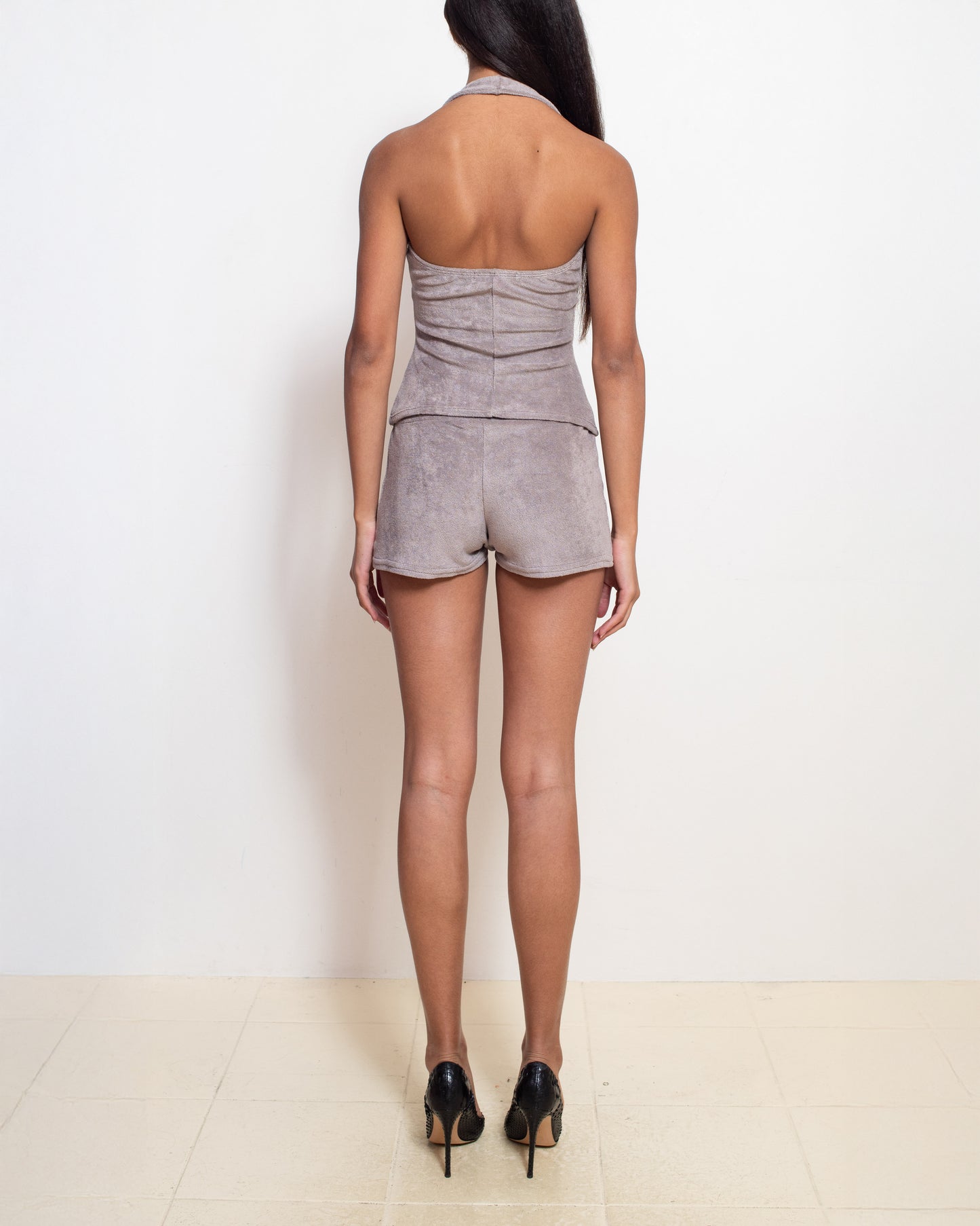 Mushroom Grey Terry Cleo Hot Shorts