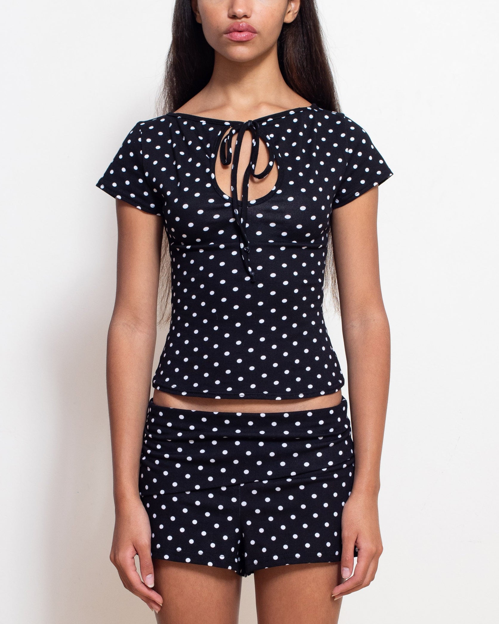 Black Polka Dot Cleo Keyhole Top
