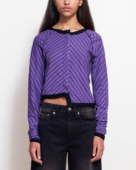 Purple Stripe Classic Cardigan