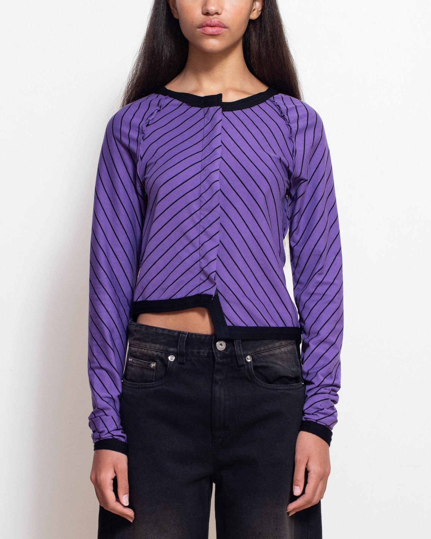 Purple Stripe Classic Cardigan