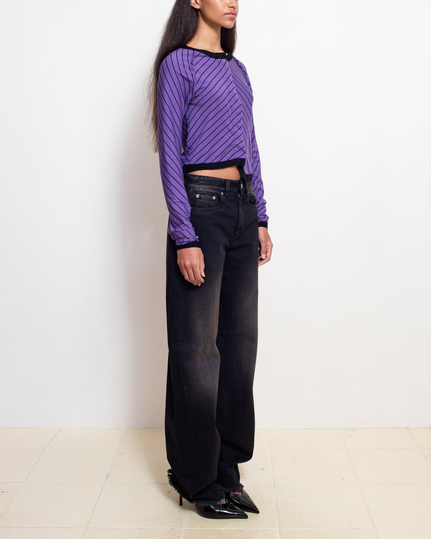 Purple Stripe Classic Cardigan