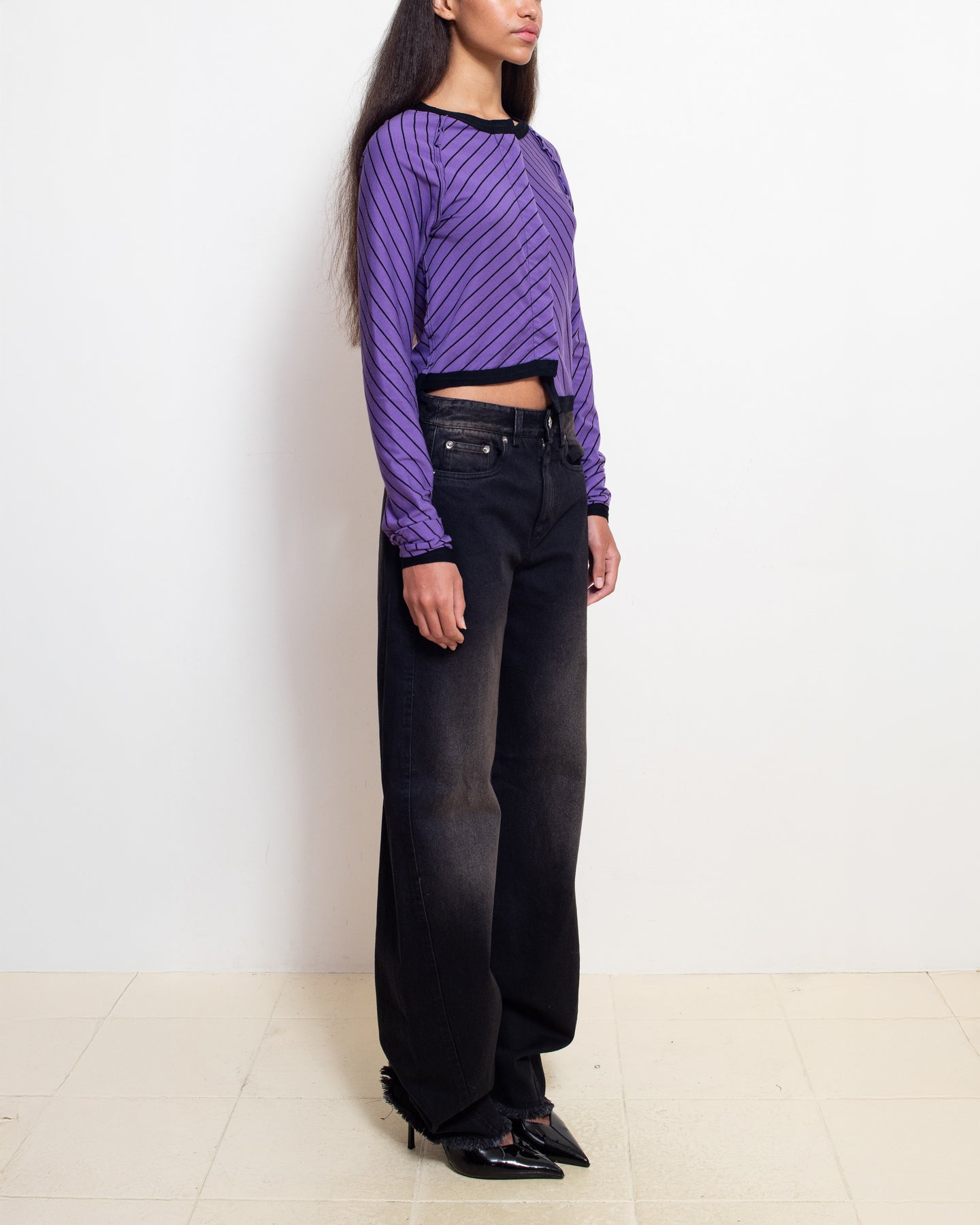 Purple Stripe Classic Cardigan