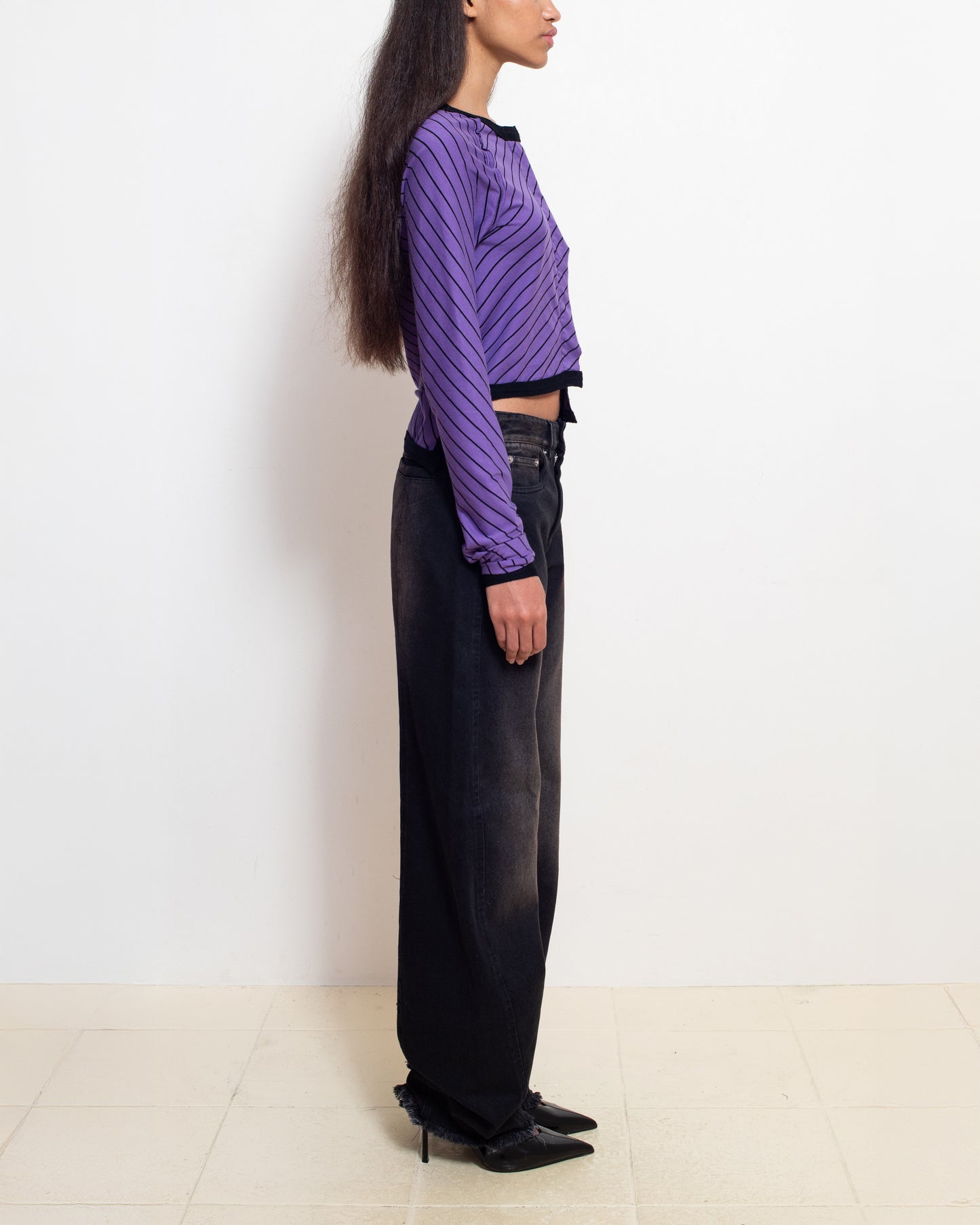 Purple Stripe Classic Cardigan
