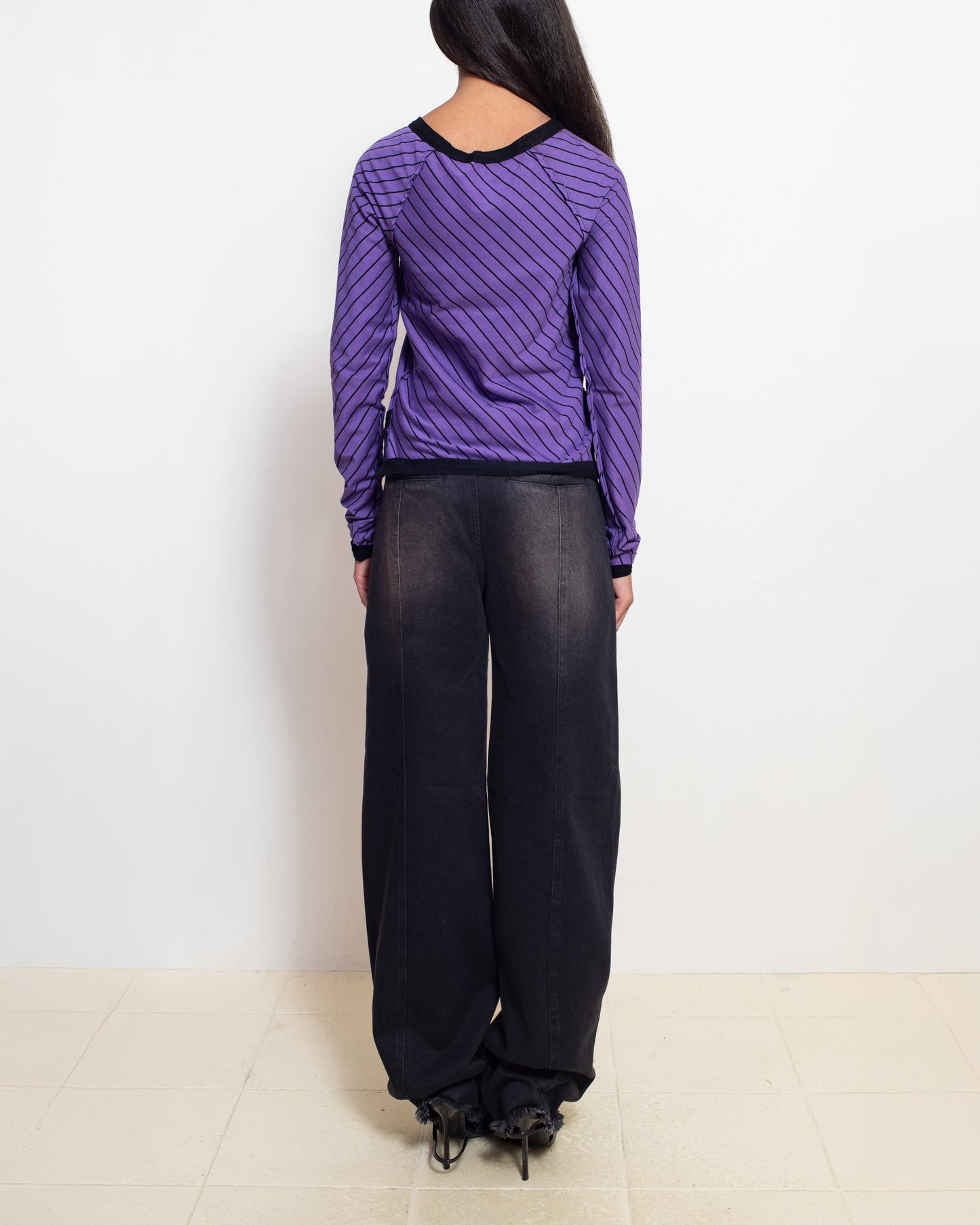 Purple Stripe Classic Cardigan