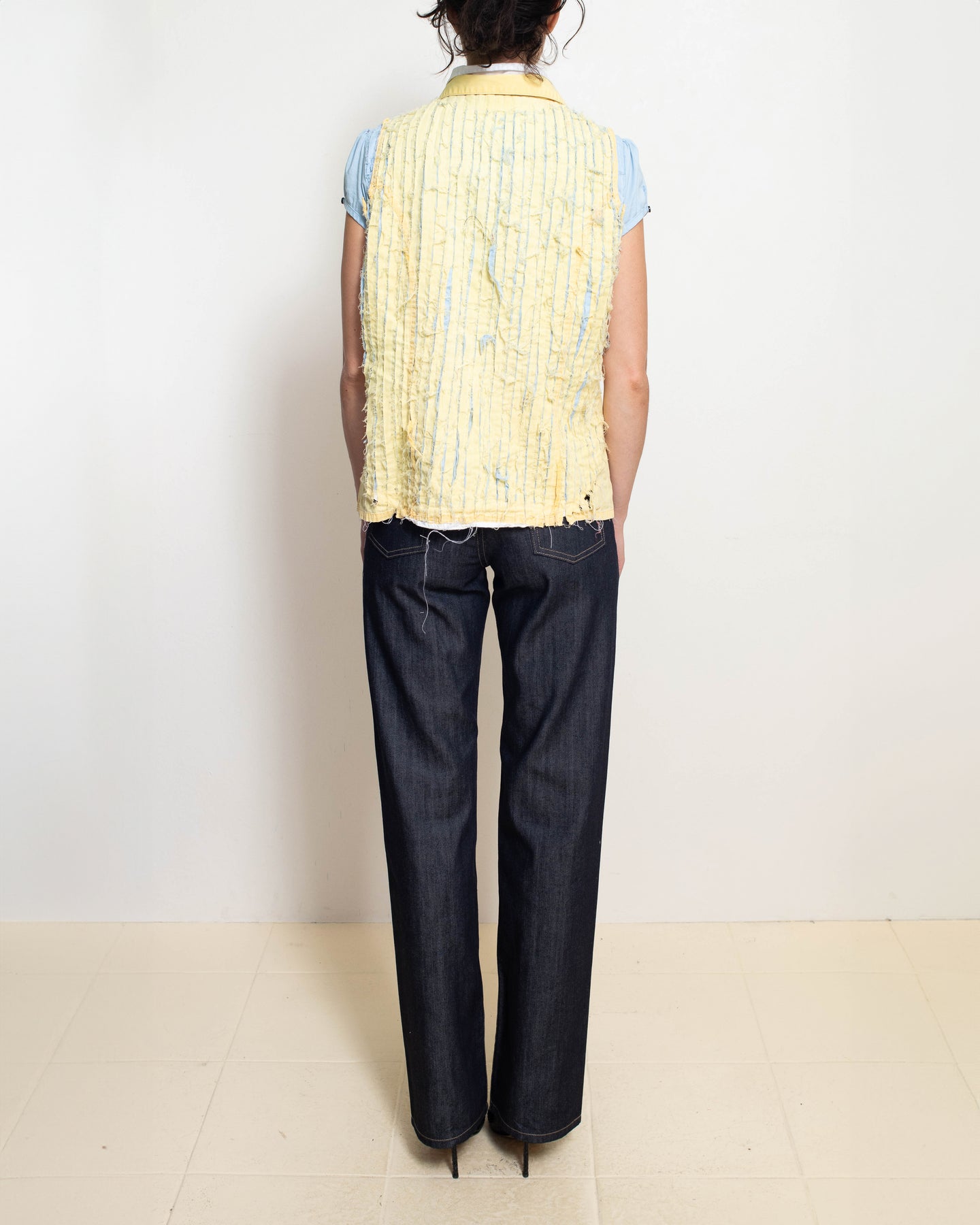 White, Blue, Yellow 3B Short Sleeve Button-Up