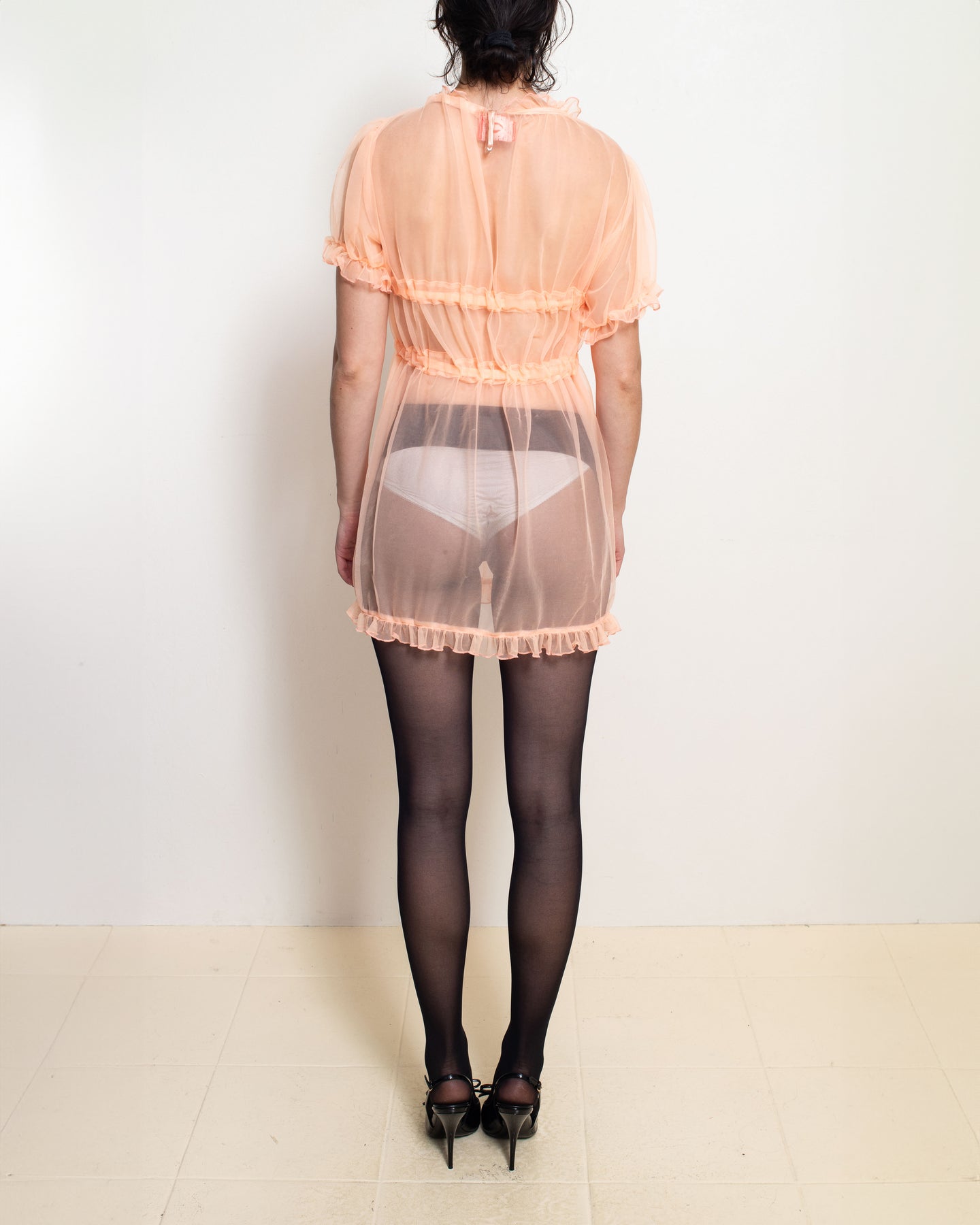 Nylon Peach Babydoll Dress