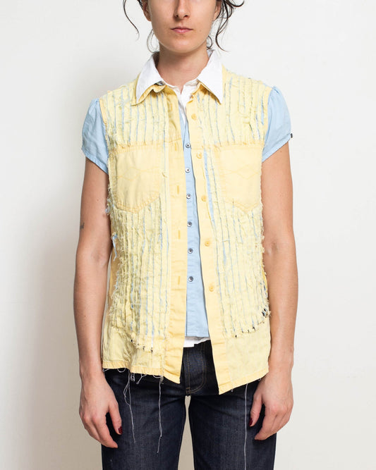 White, Blue, Yellow 3B Short Sleeve Button-Up