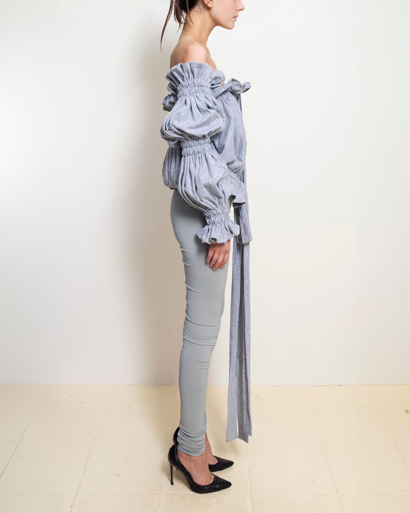 Bed Blob Puff Sleeves in Gray Sweats