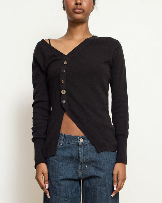 Chocolate Brown Asymmetric Cardigan