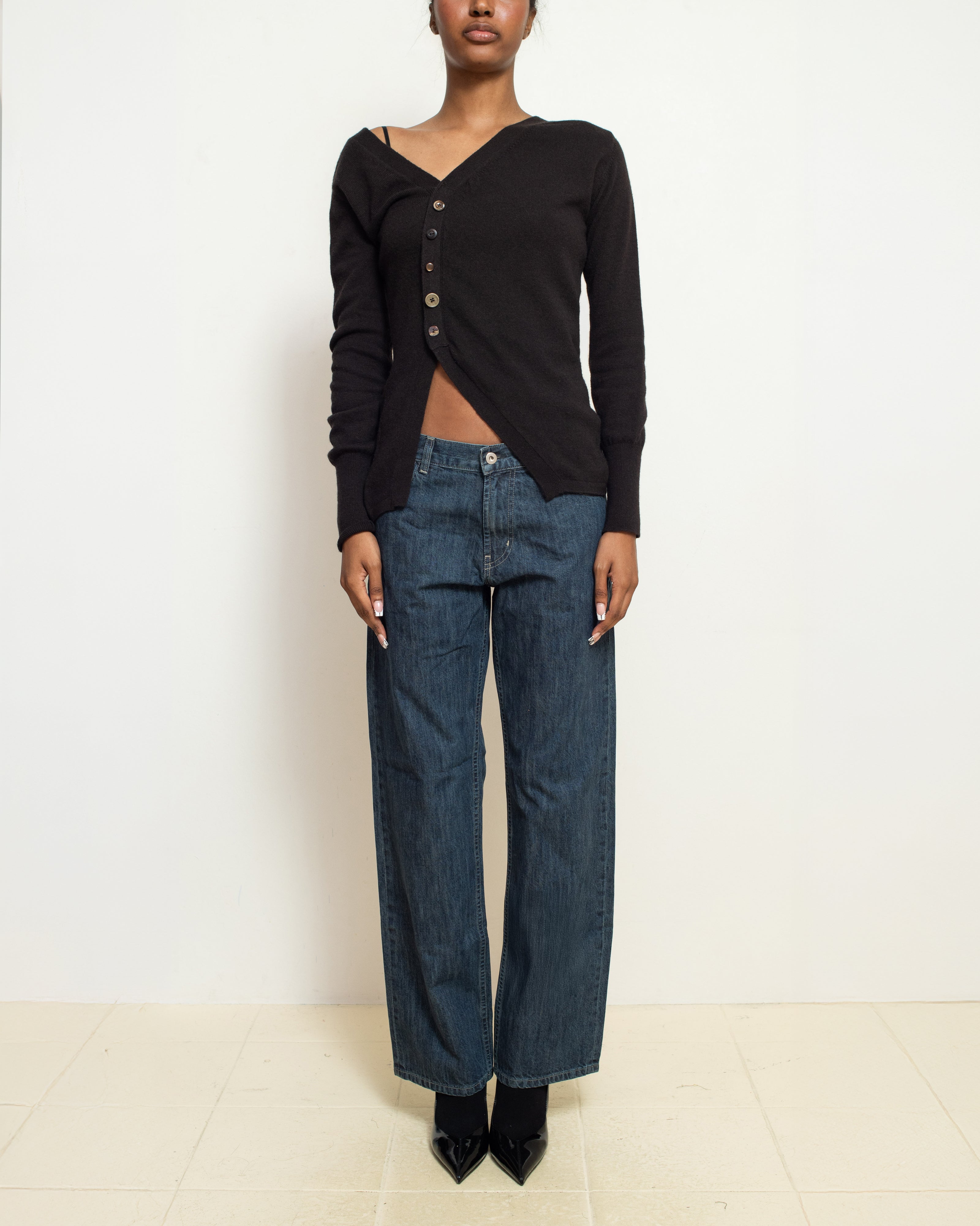 Chocolate Brown Asymmetric Cardigan