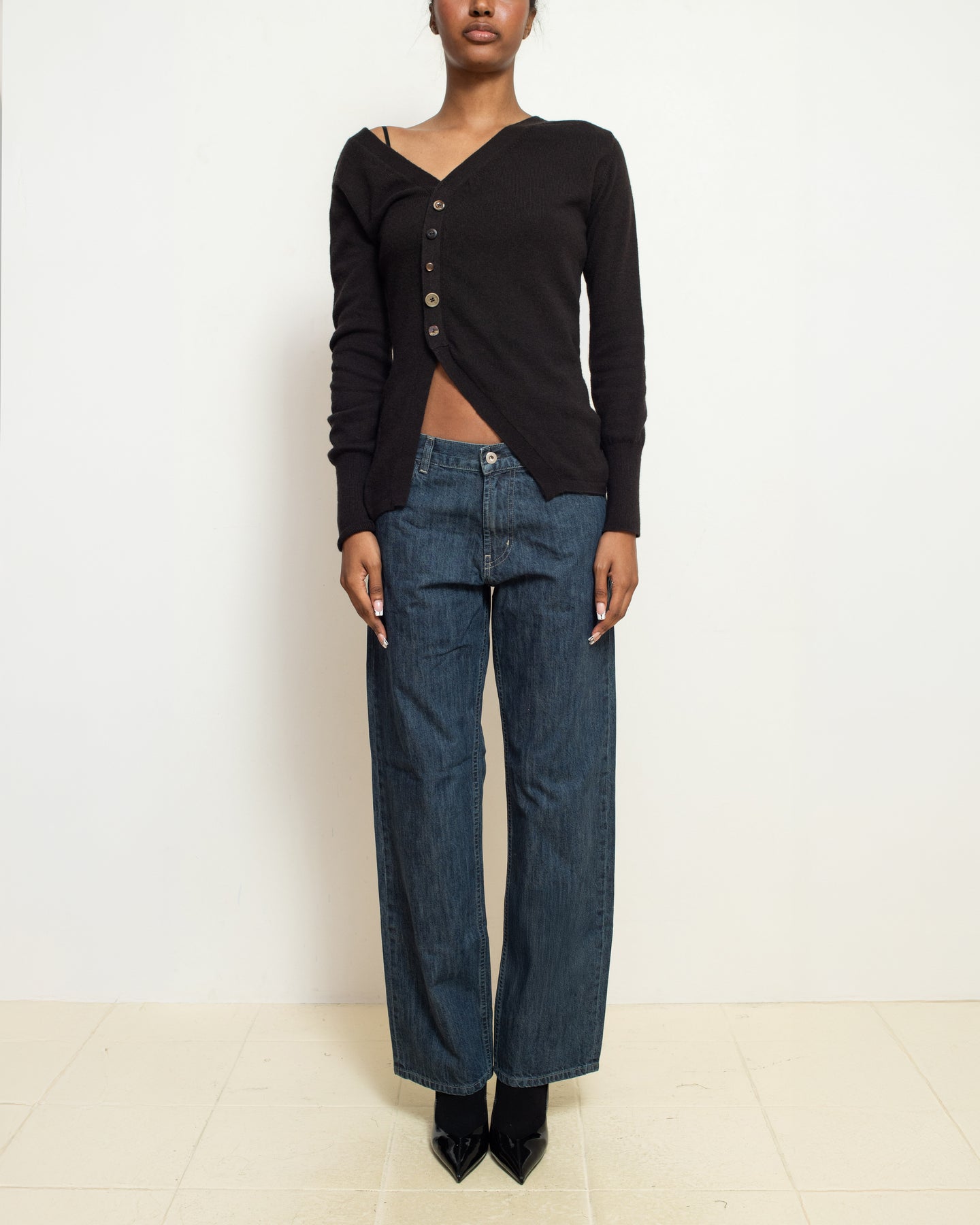 Chocolate Brown Asymmetric Cardigan