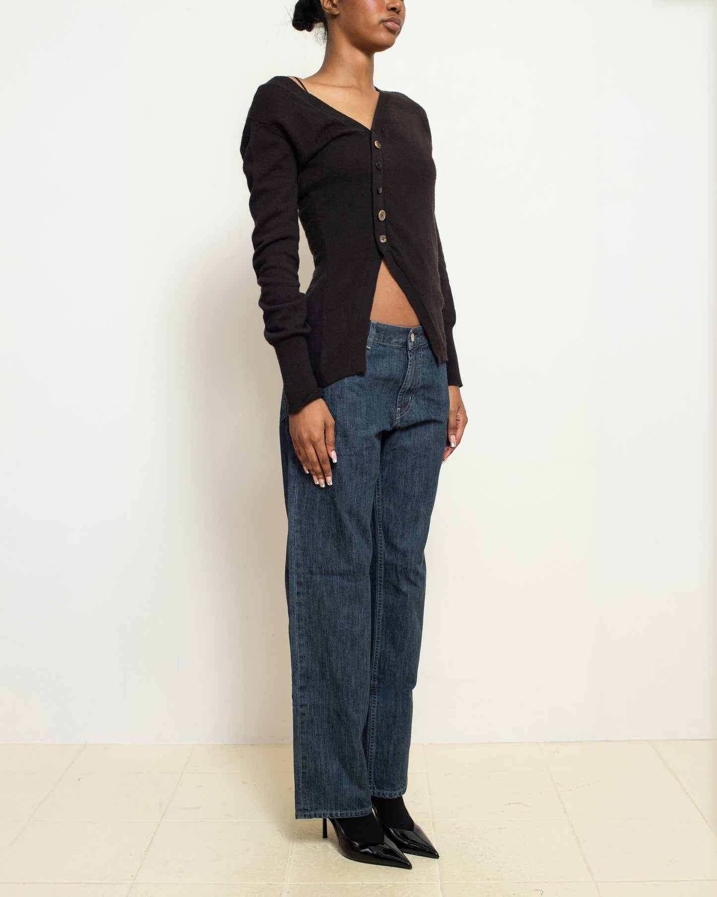 Chocolate Brown Asymmetric Cardigan