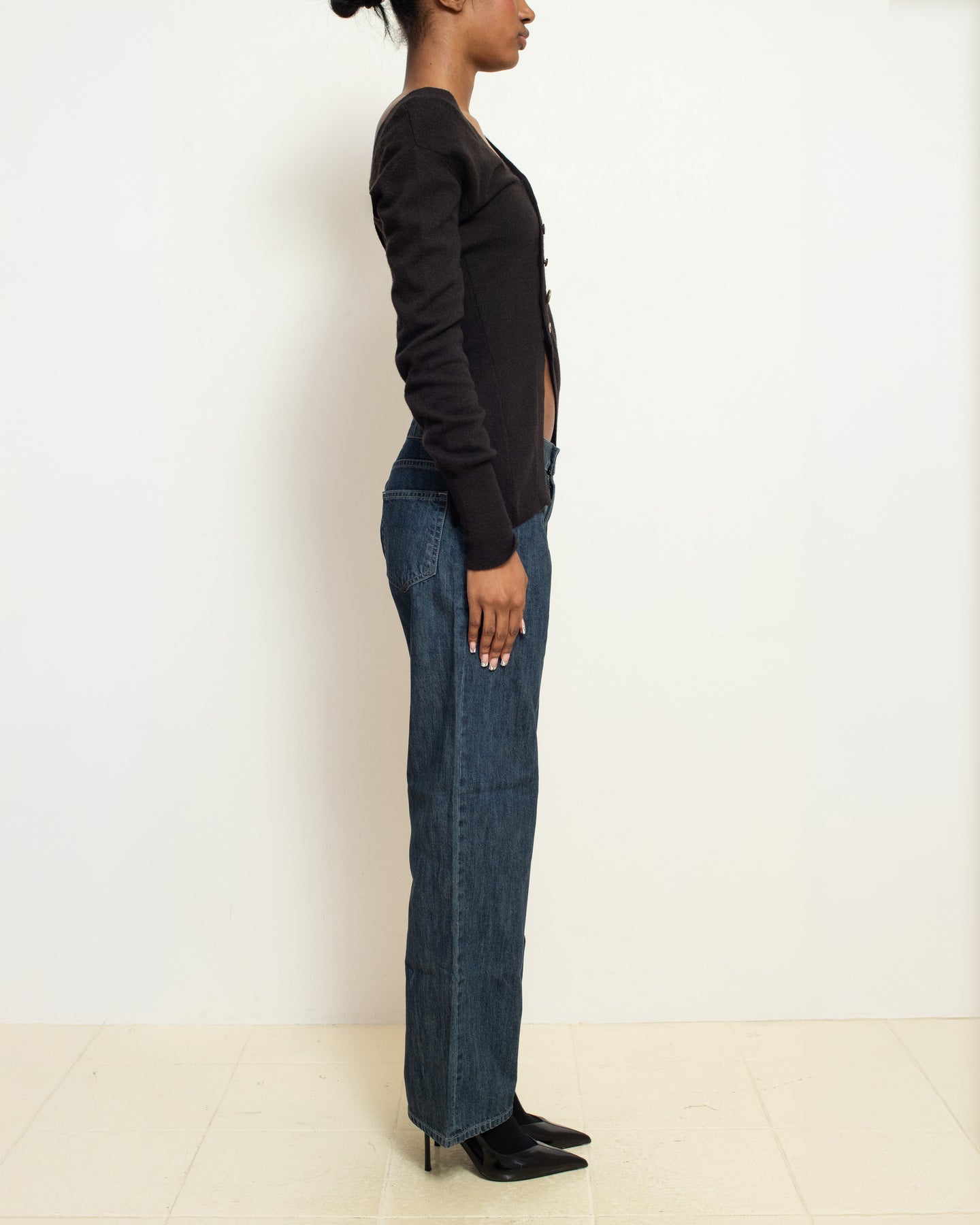 Chocolate Brown Asymmetric Cardigan