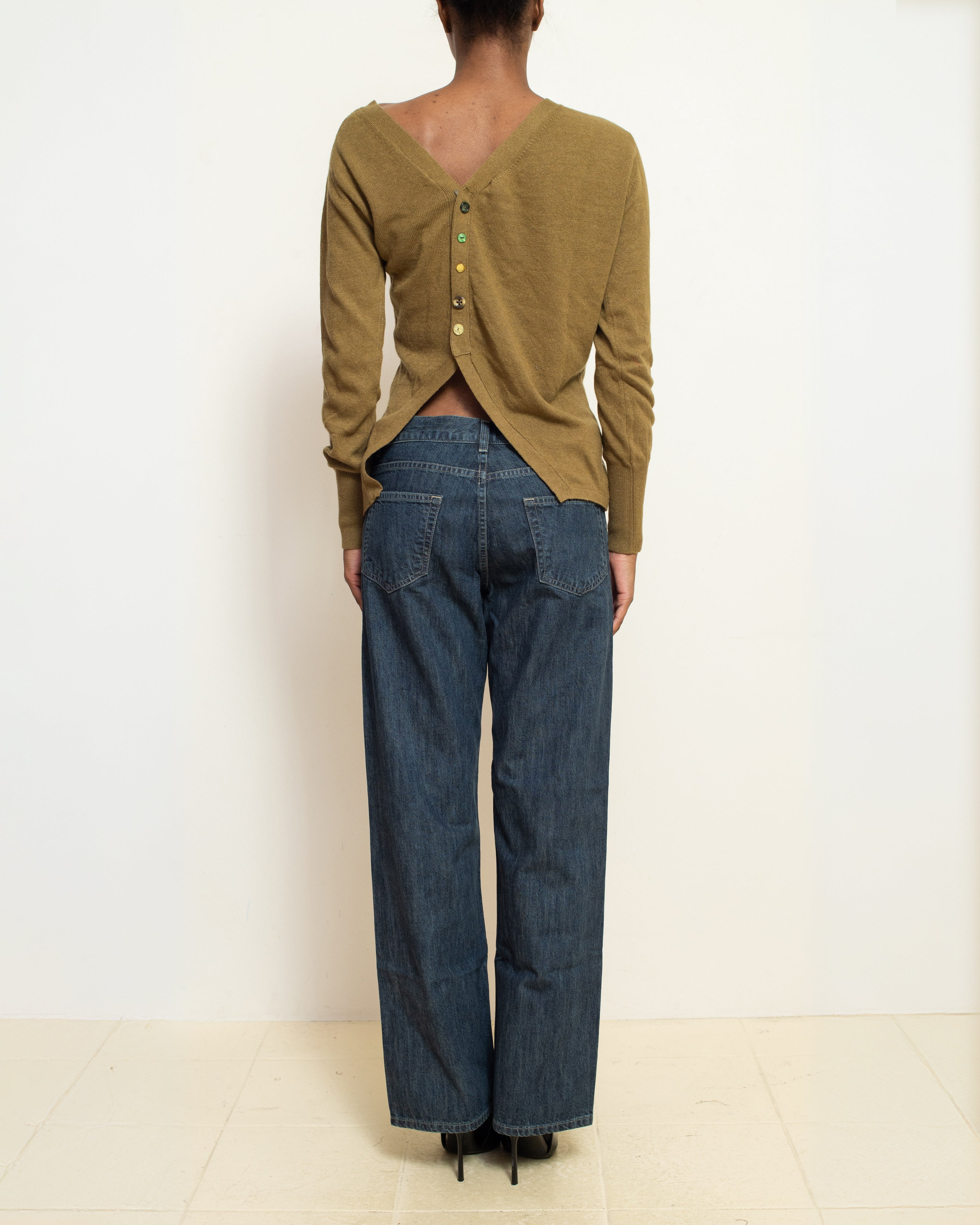 Olive Green Asymmetric Cardigan