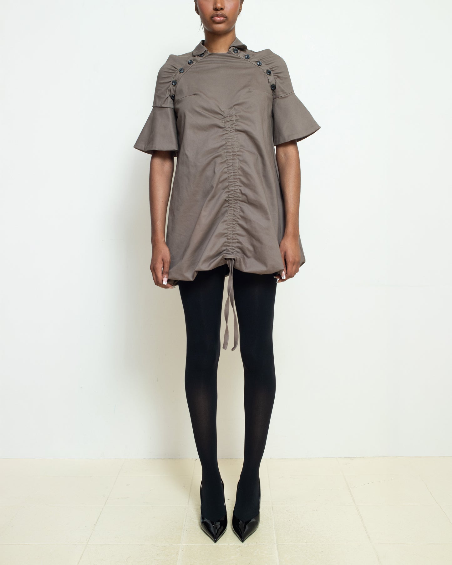 Brown Raglan Puff Dress