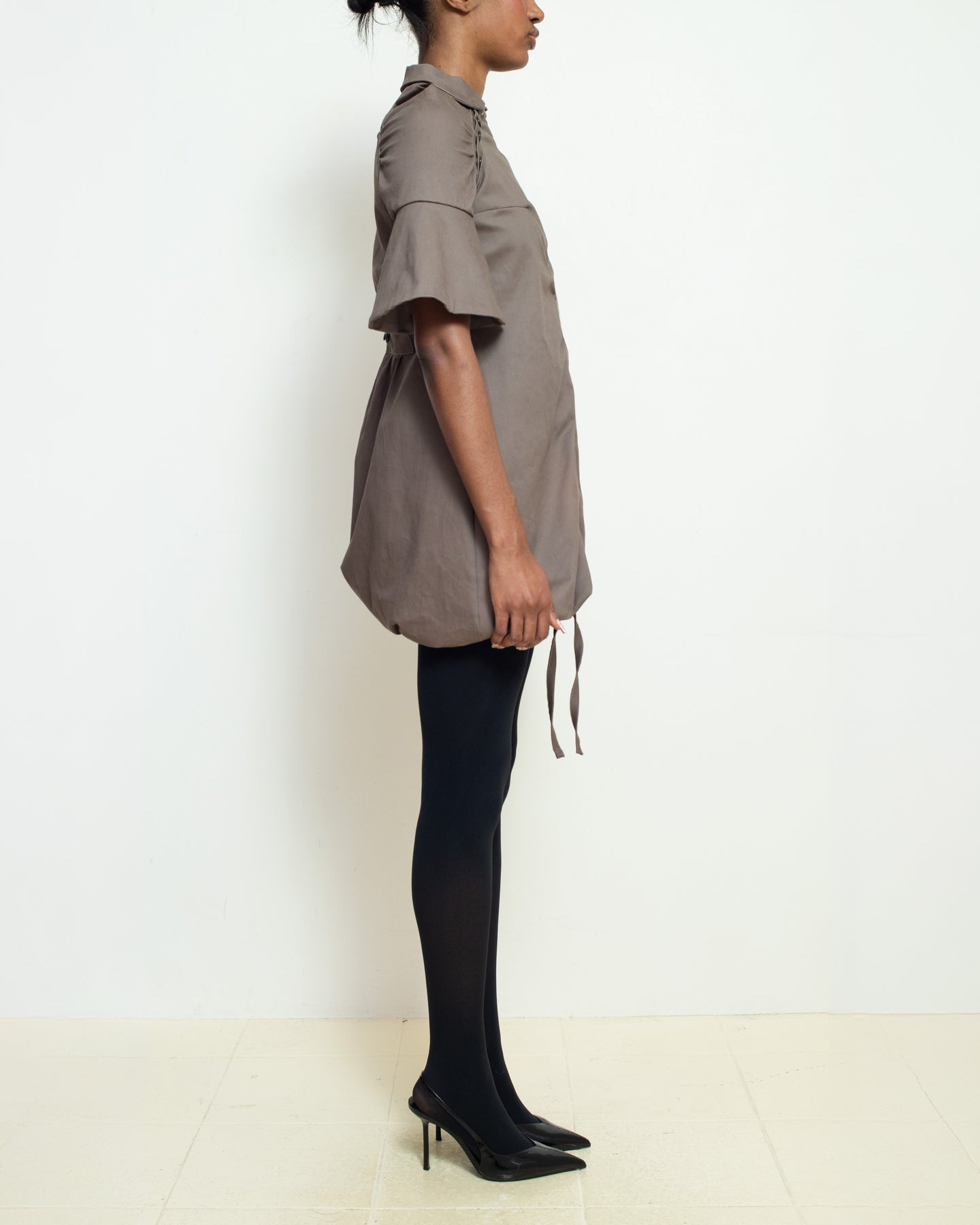Brown Raglan Puff Dress