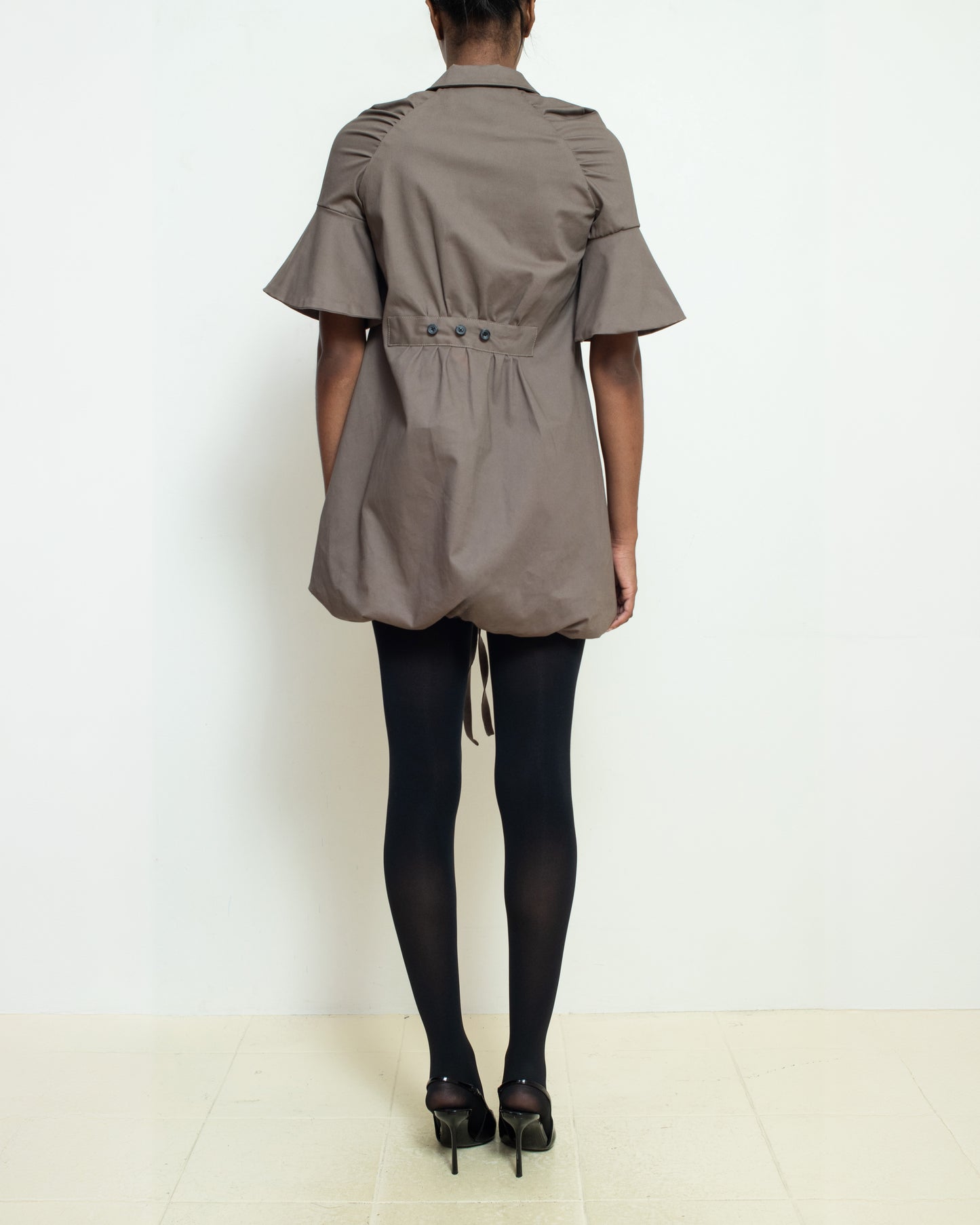 Brown Raglan Puff Dress